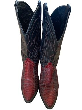 Vintage ACME Women’s Red Snakeskin Western Cowboy Boots